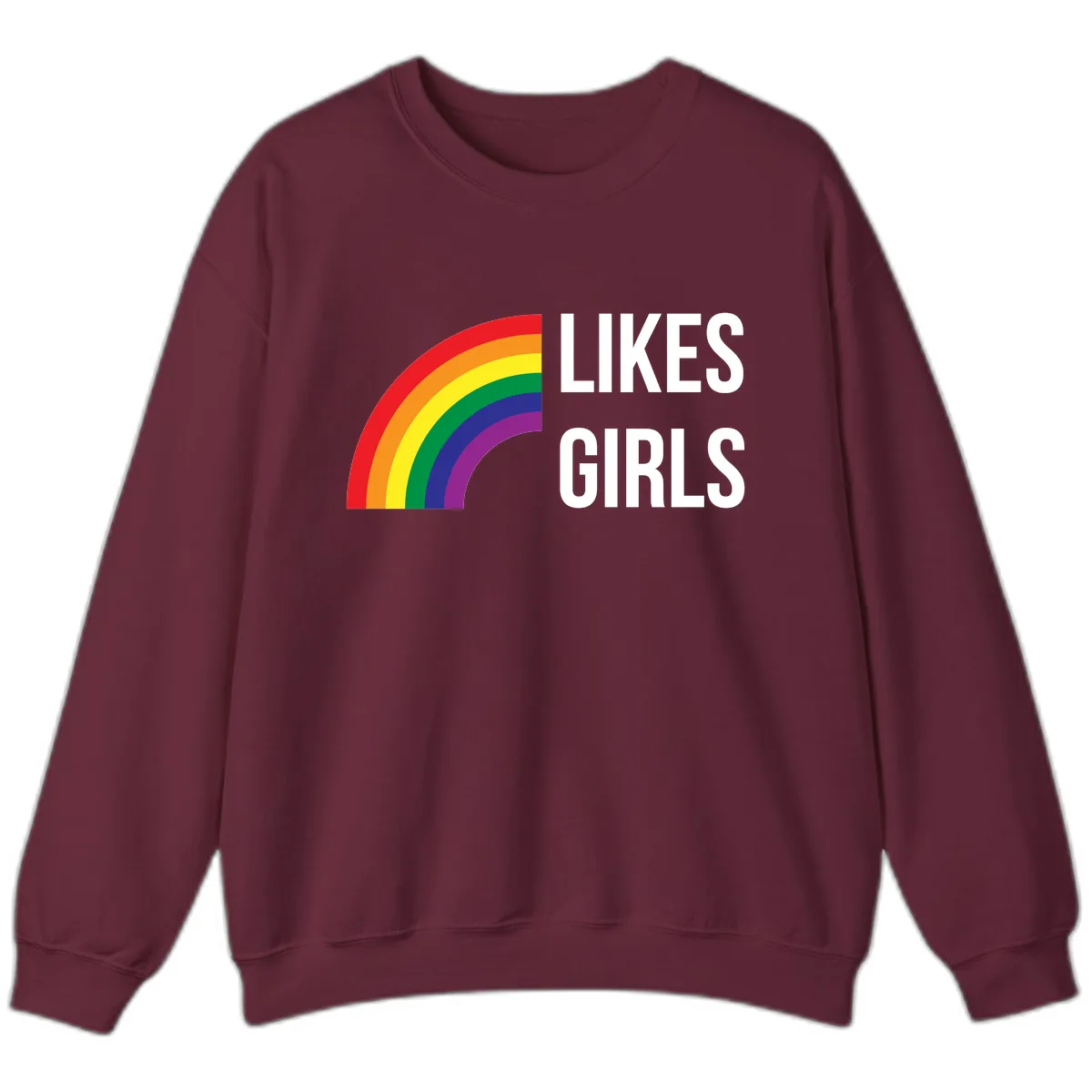 Likes Girls Rainbow Pride Sweatshirt in Maroon