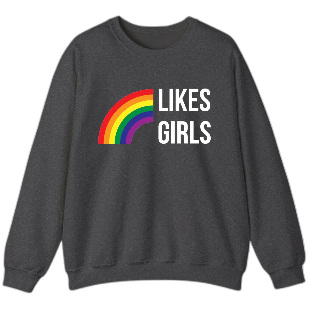 Likes Girls Rainbow Pride Sweatshirt in Dark Heather