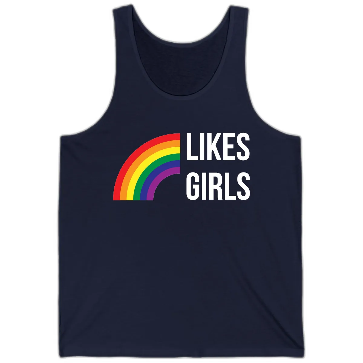 Likes Girls Rainbow Pride Tank in Navy