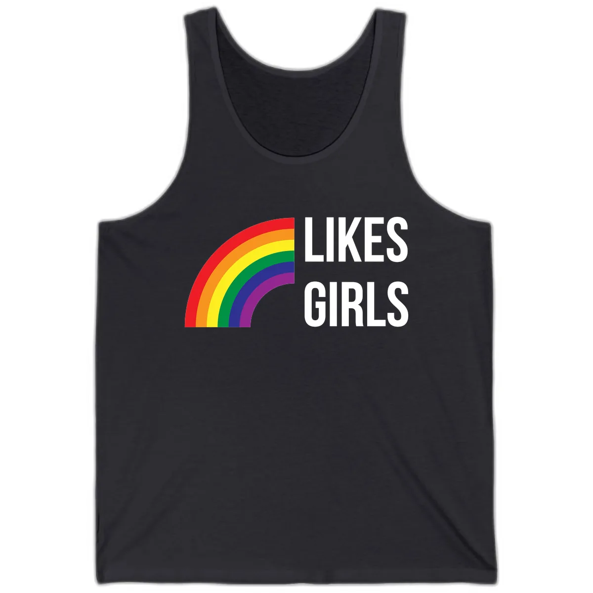 Likes Girls Rainbow Pride Tank in Dark Grey