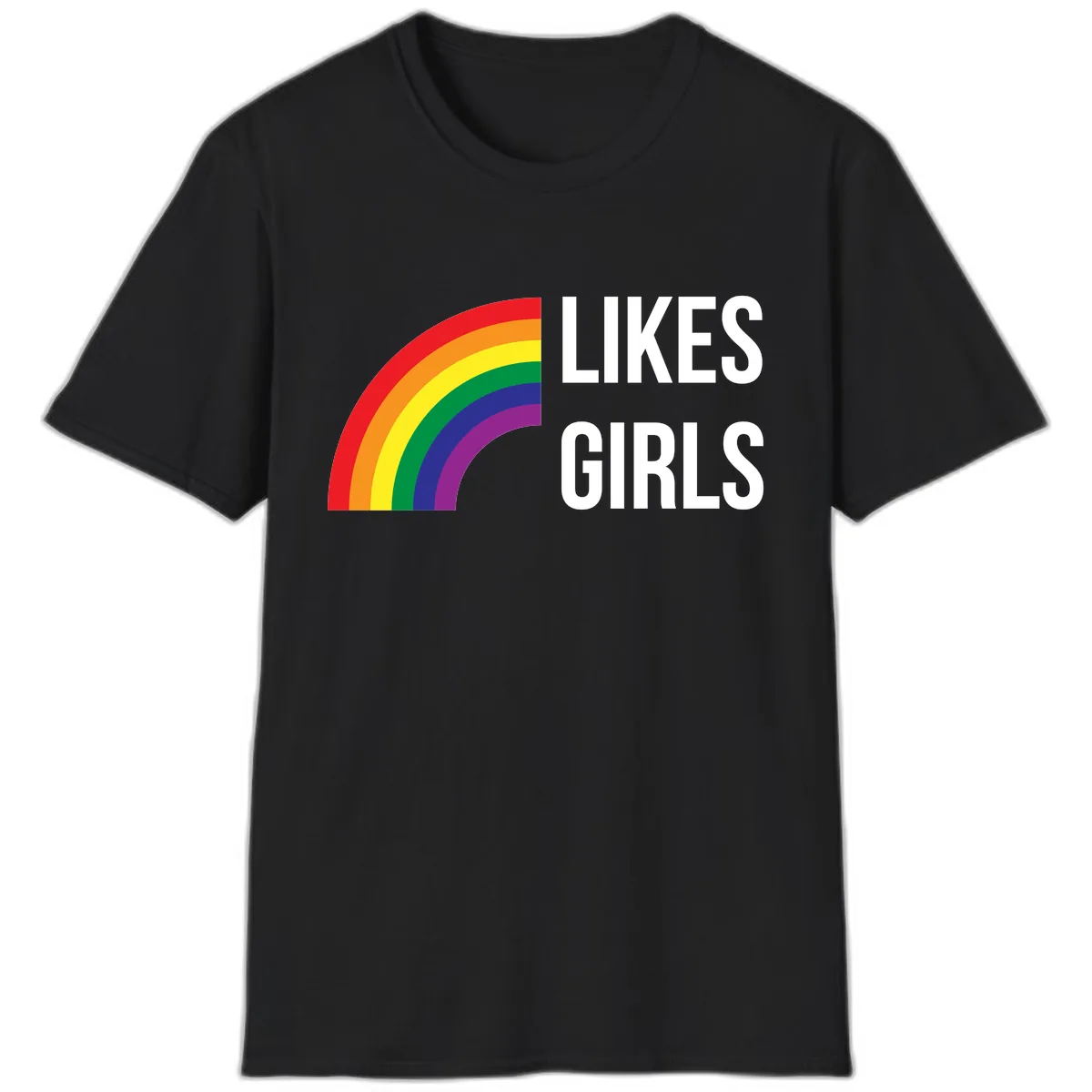 Likes Girls Rainbow Pride T-Shirt in Black