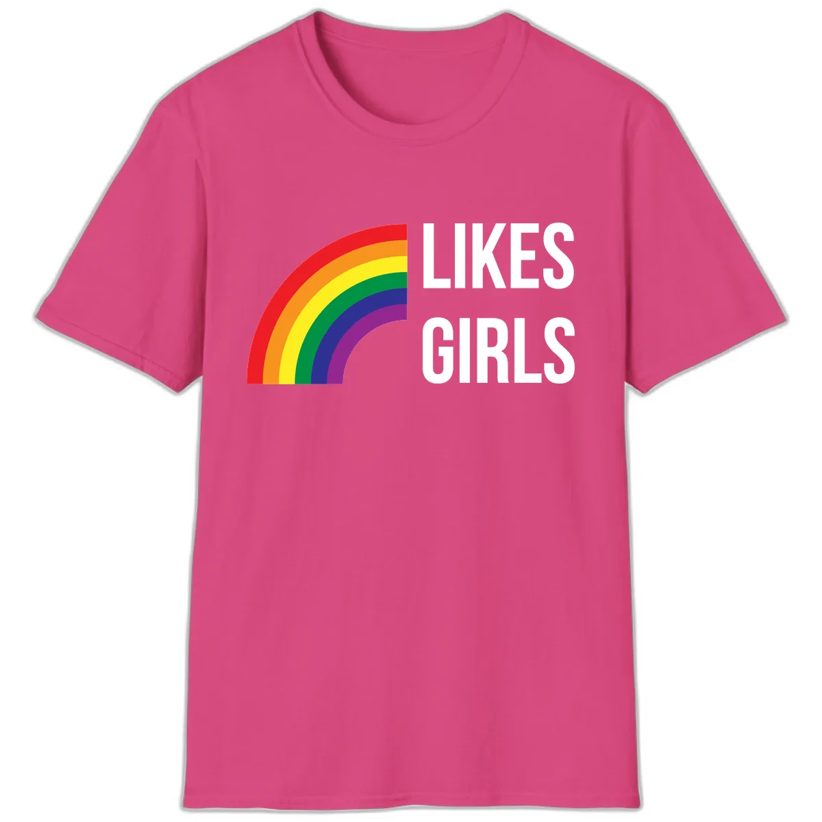Likes Girls Rainbow Pride T-Shirt in Heliconia