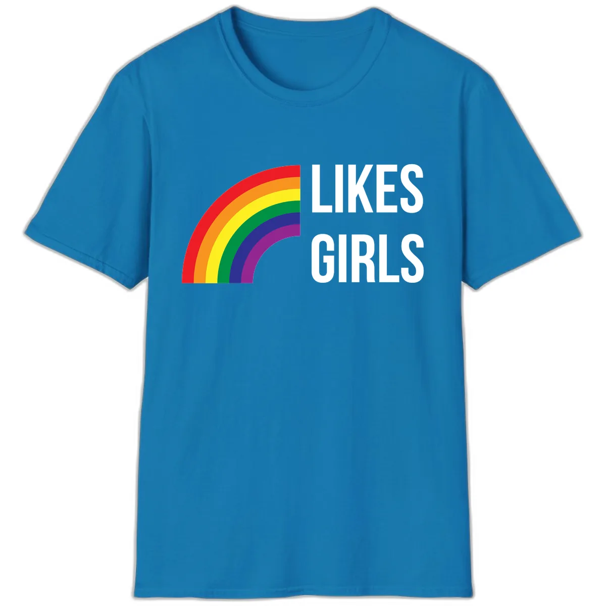 Likes Girls Rainbow Pride T-Shirt in Sapphire