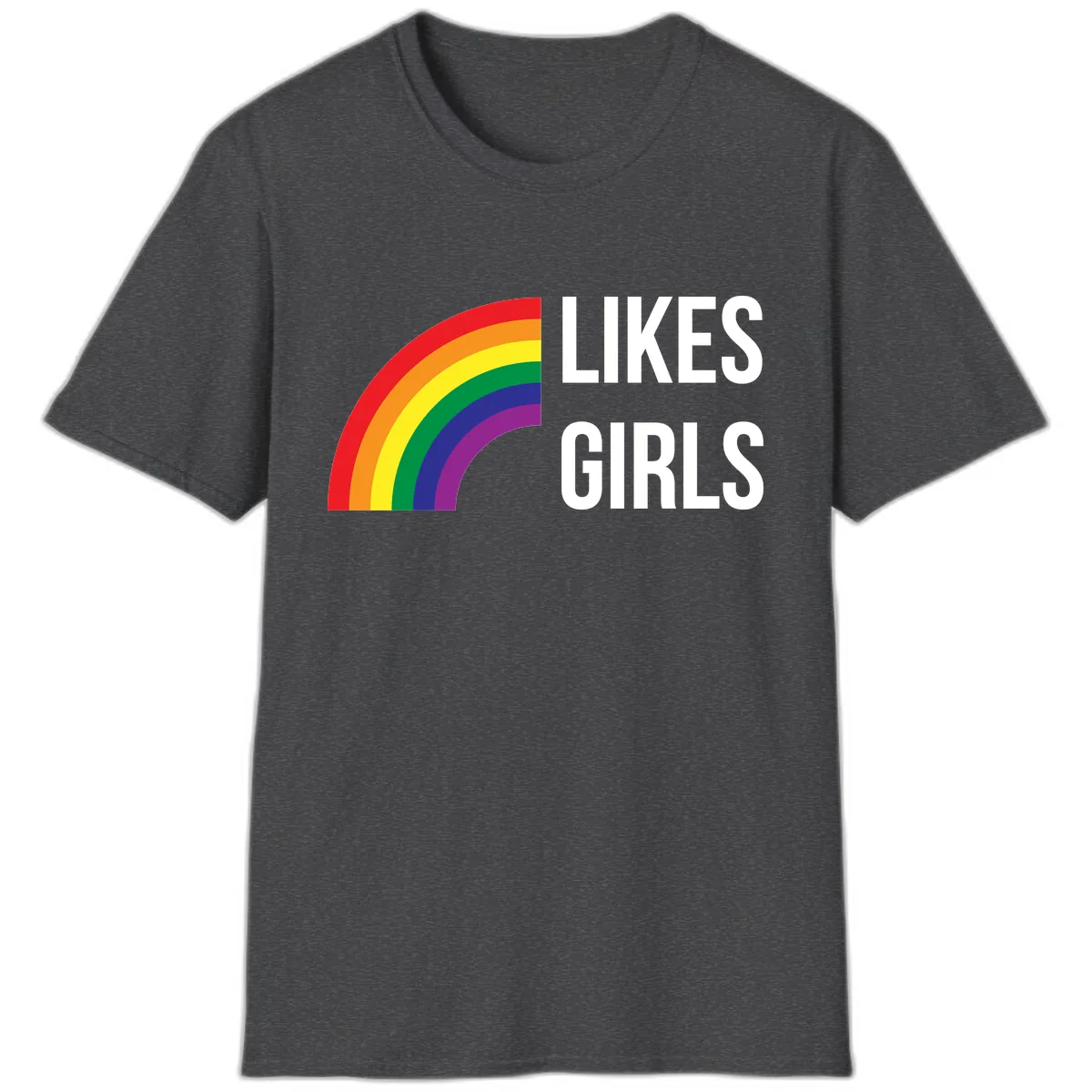 Likes Girls Rainbow Pride T-Shirt in Dark Heather