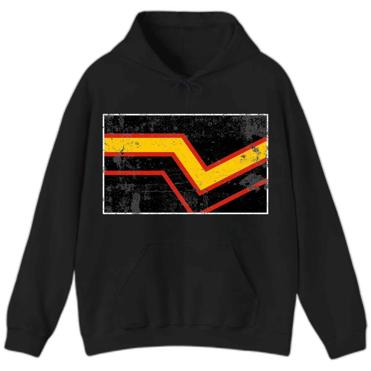 Geometric Chevron Check Mark Design Hoodie in Black