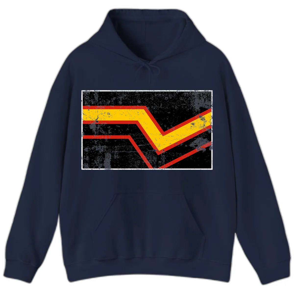 Geometric Chevron Check Mark Design Hoodie in Navy