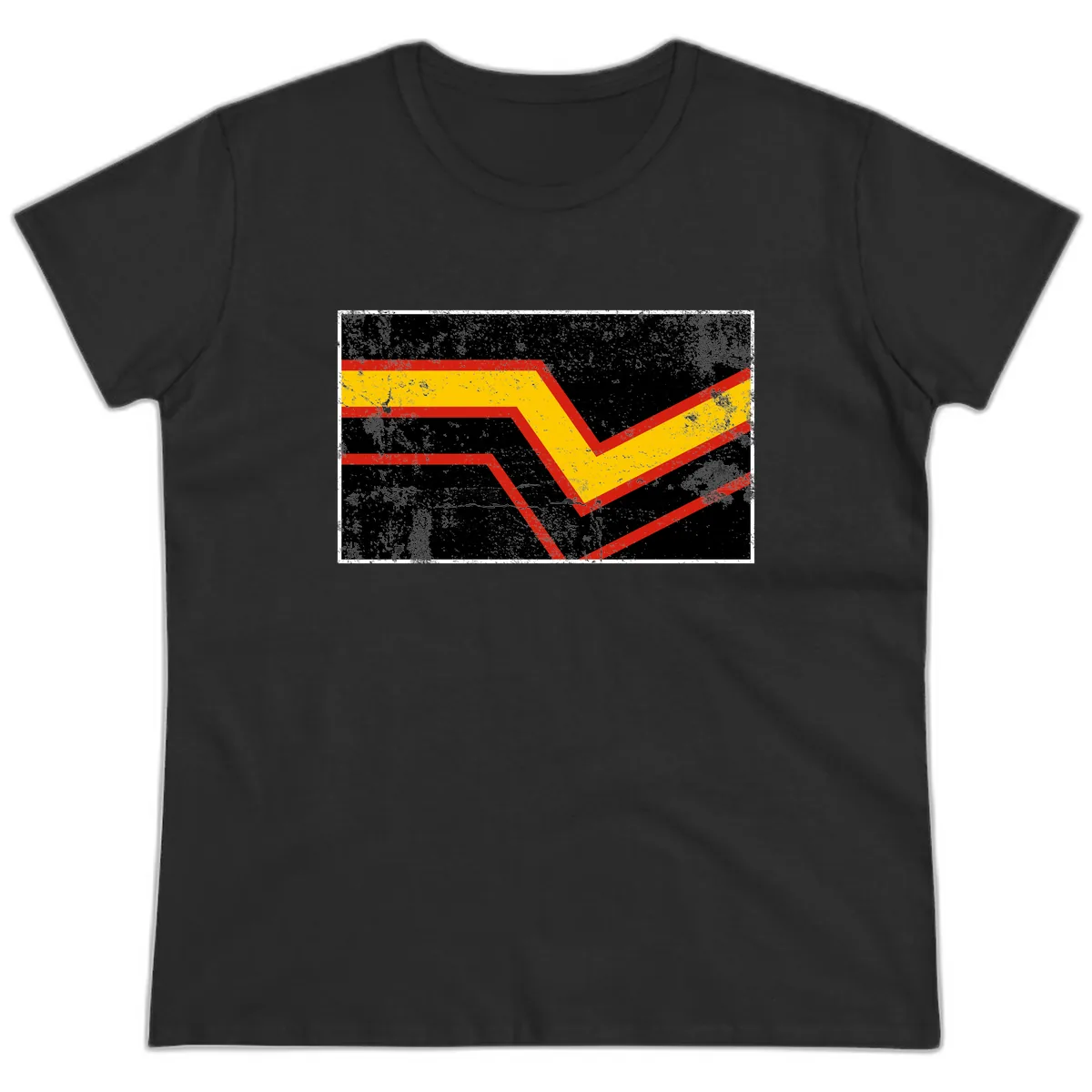 Geometric Chevron Check Mark Design Ladies Tee in Black