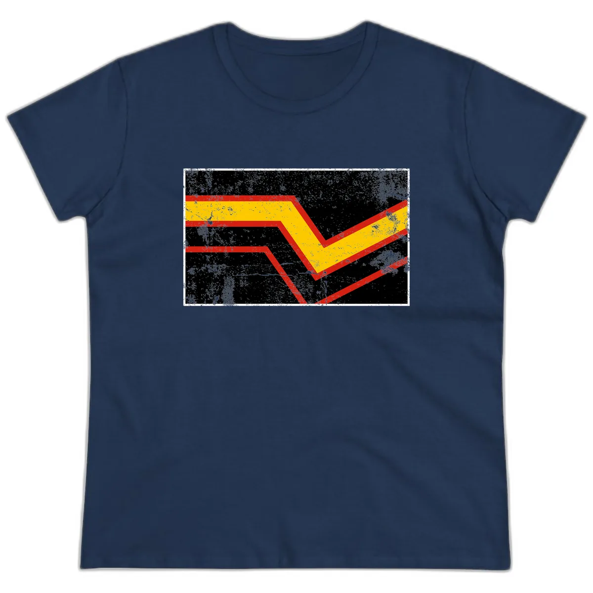 Geometric Chevron Check Mark Design Ladies Tee in Navy