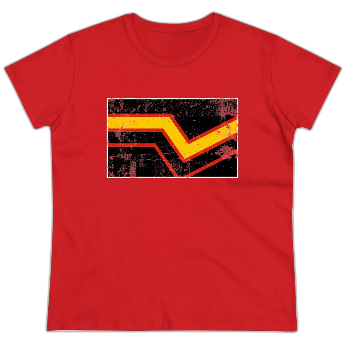 Geometric Chevron Check Mark Design Ladies Tee in Red