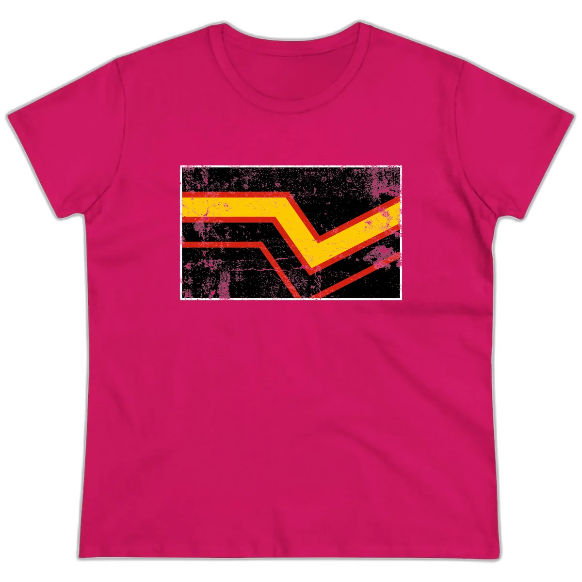 Geometric Chevron Check Mark Design Ladies Tee in Heliconia