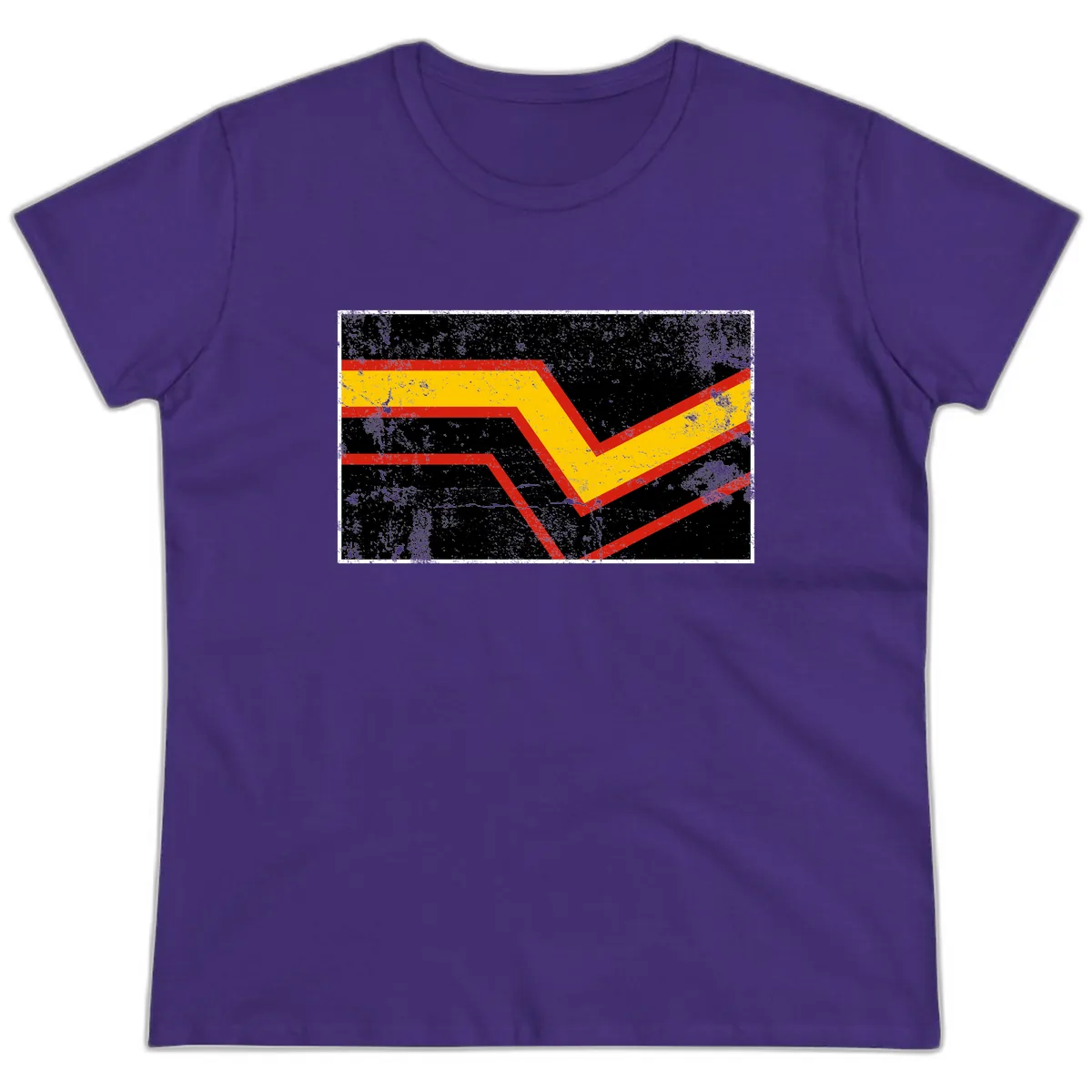 Geometric Chevron Check Mark Design Ladies Tee in Purple