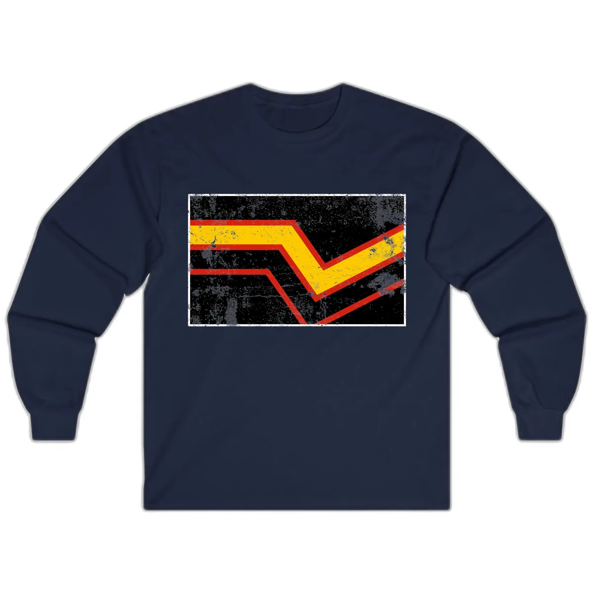 Geometric Chevron Check Mark Design Long Sleeve in Navy