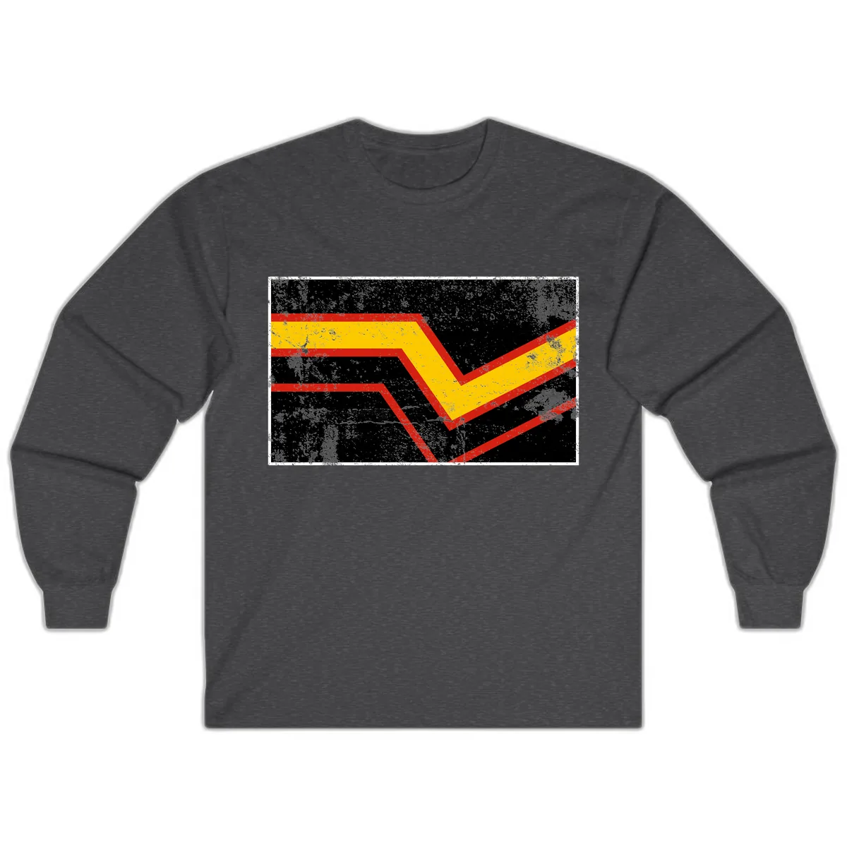 Geometric Chevron Check Mark Design Long Sleeve in Dark Heather