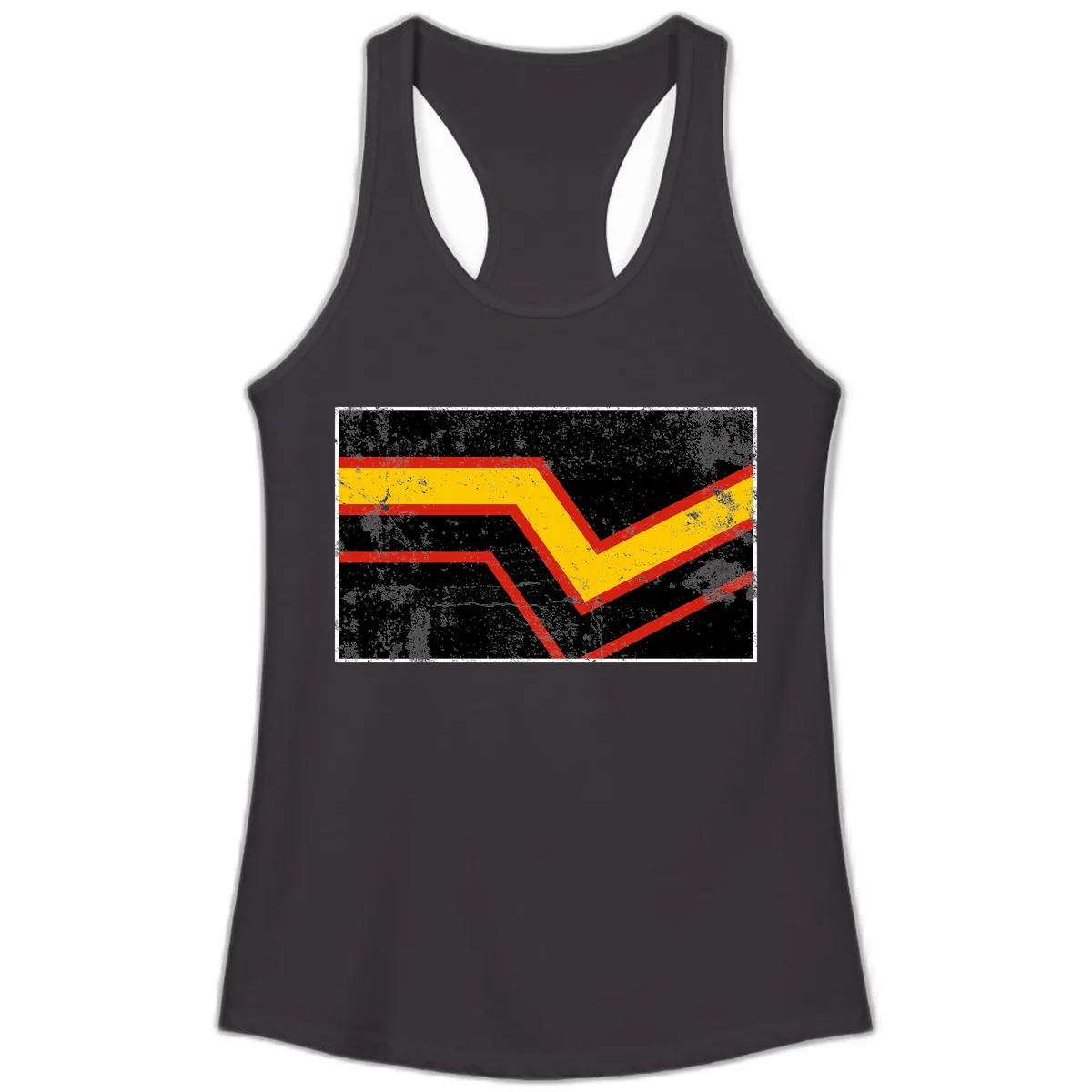 Geometric Chevron Check Mark Design Ladies Tank in Black