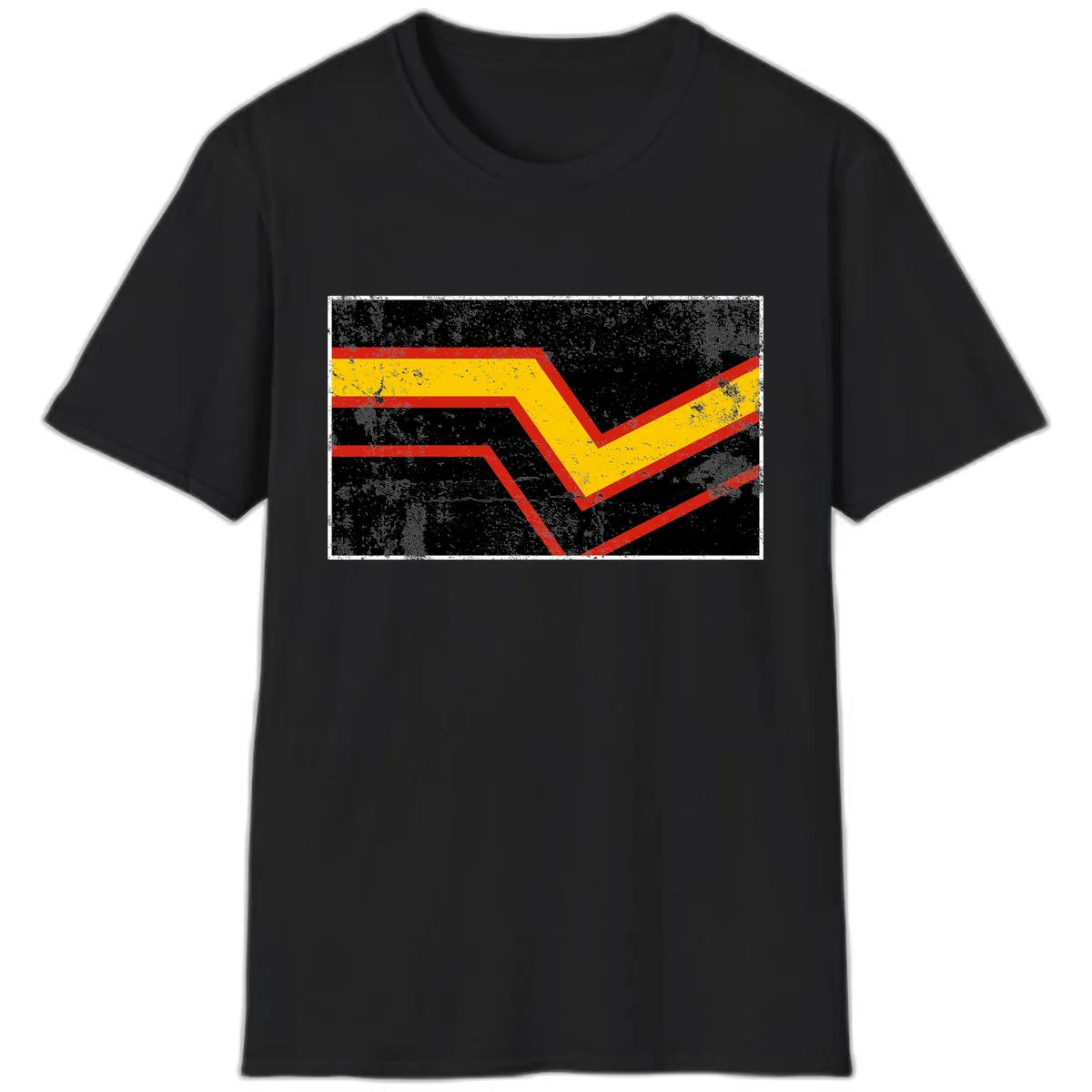Geometric Chevron Check Mark Design T-Shirt in Black