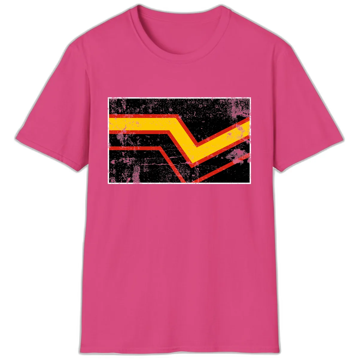 Geometric Chevron Check Mark Design T-Shirt in Heliconia