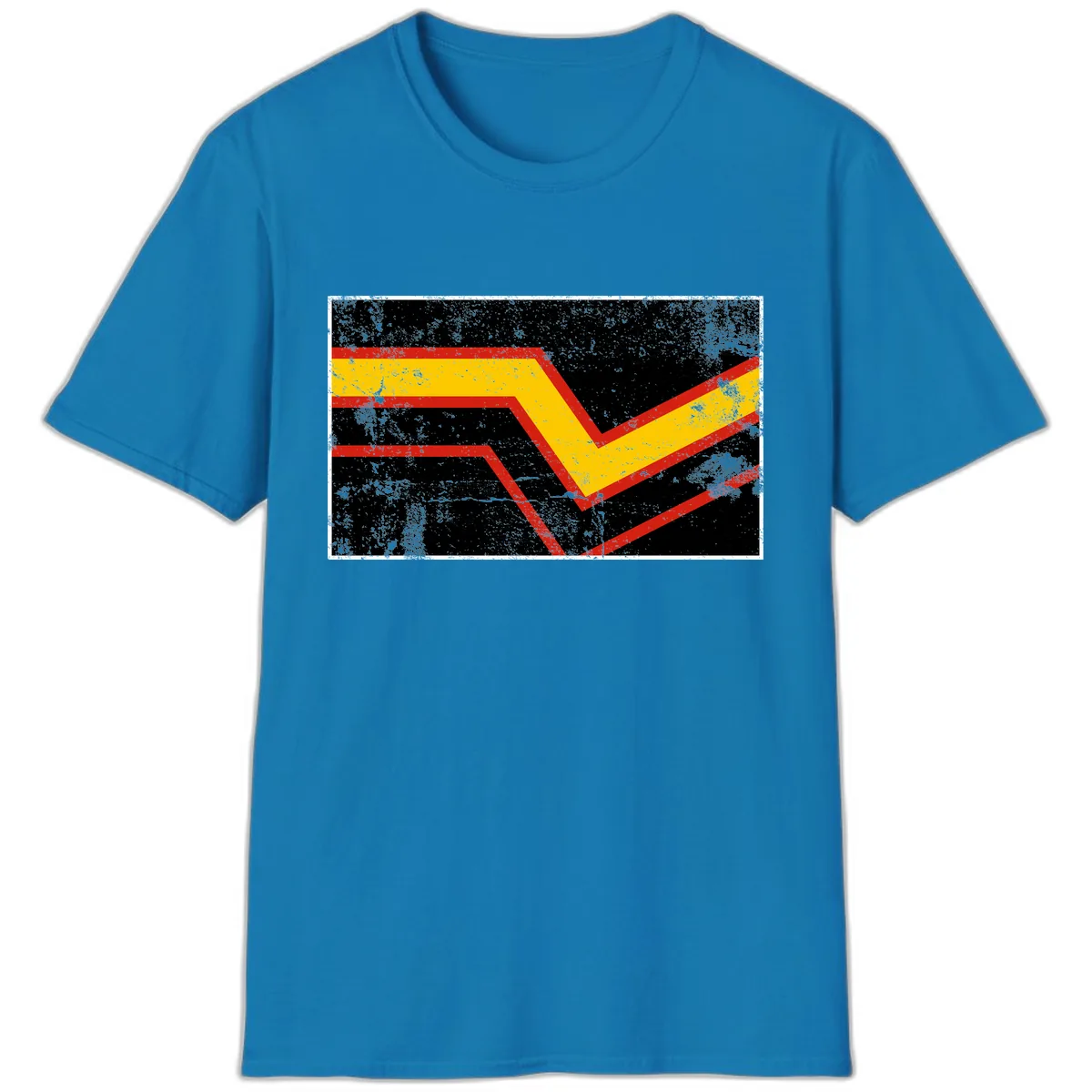 Geometric Chevron Check Mark Design T-Shirt in Sapphire