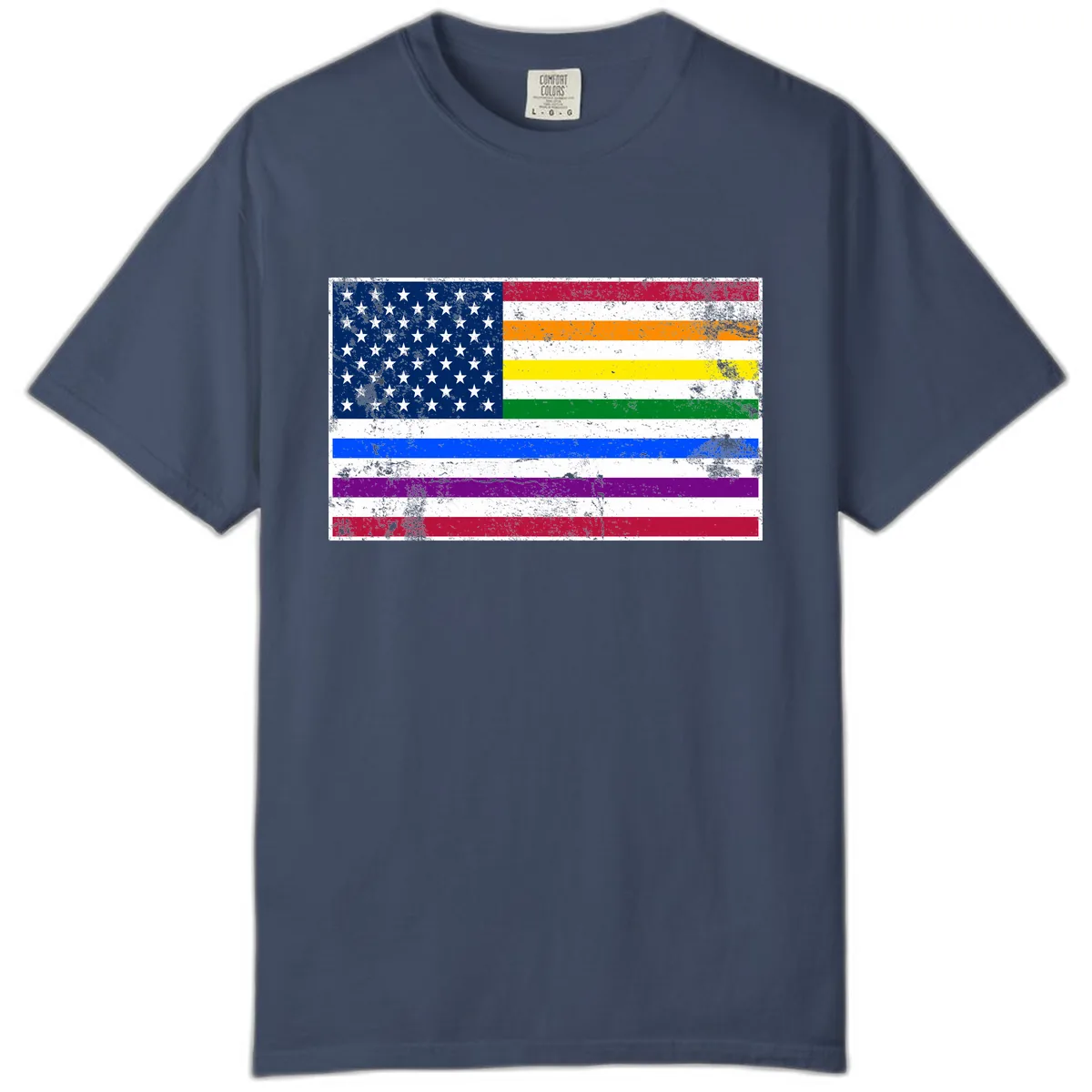 Progress Pride American Flag Comfort Color in Midnight