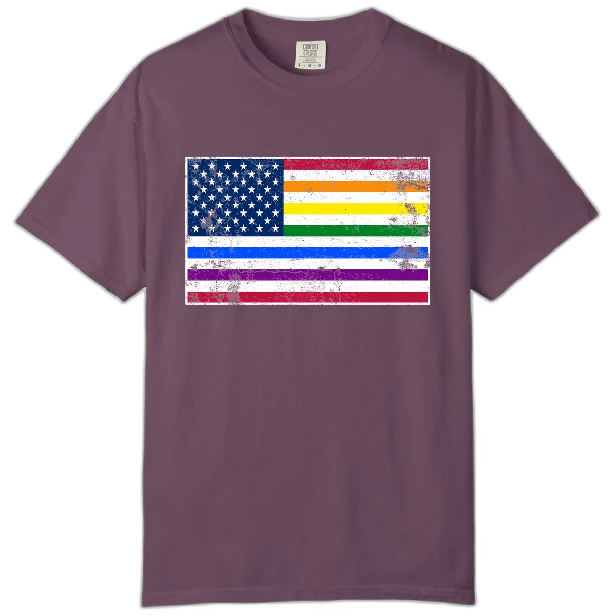 Progress Pride American Flag Comfort Color in Berry