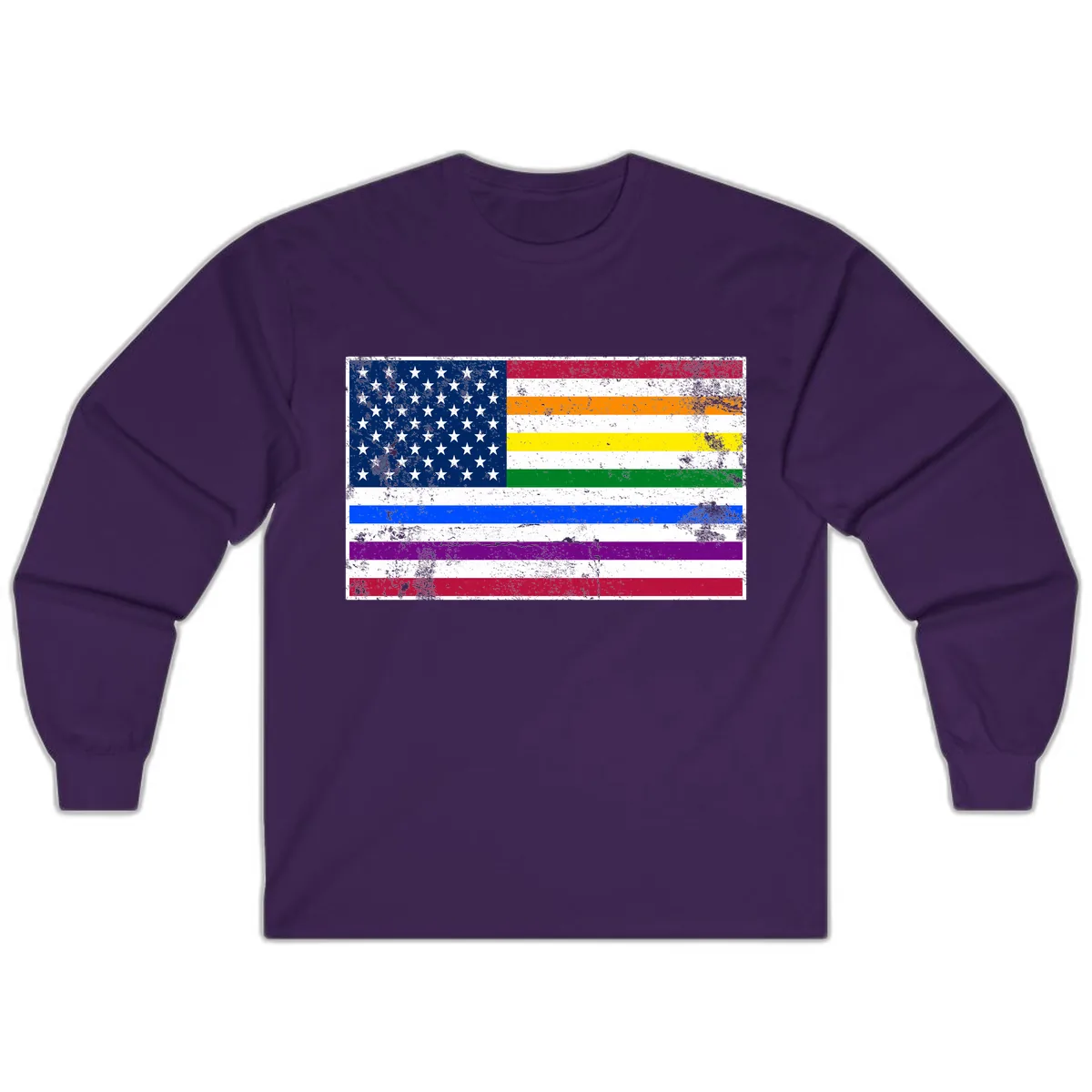 Progress Pride American Flag Long Sleeve in Purple