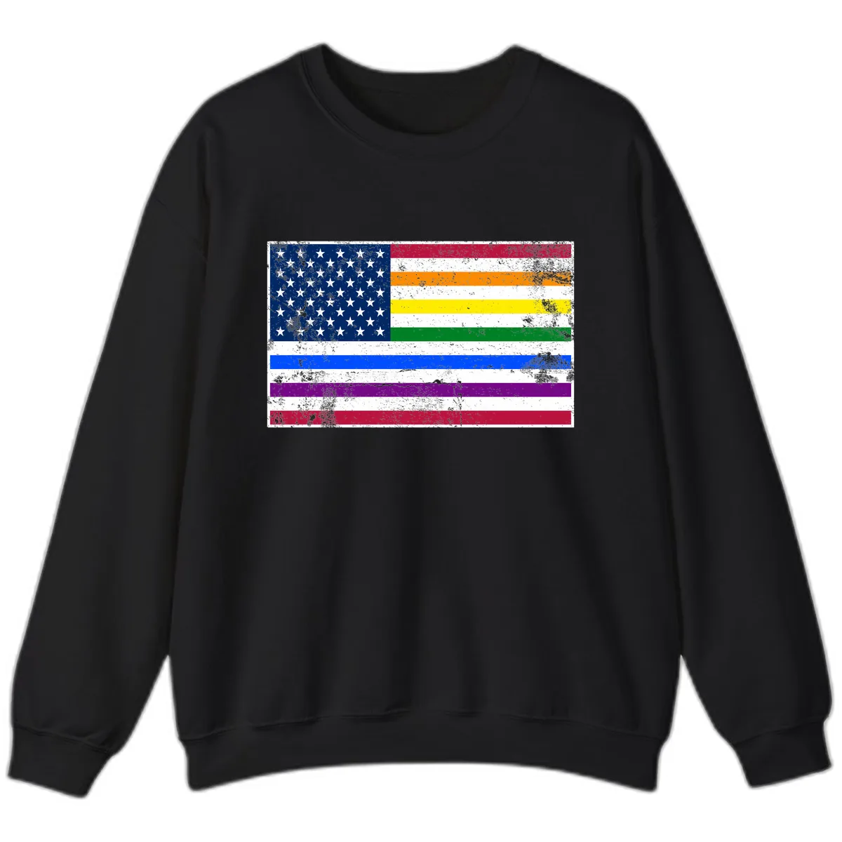 Progress Pride American Flag Sweatshirt in Black
