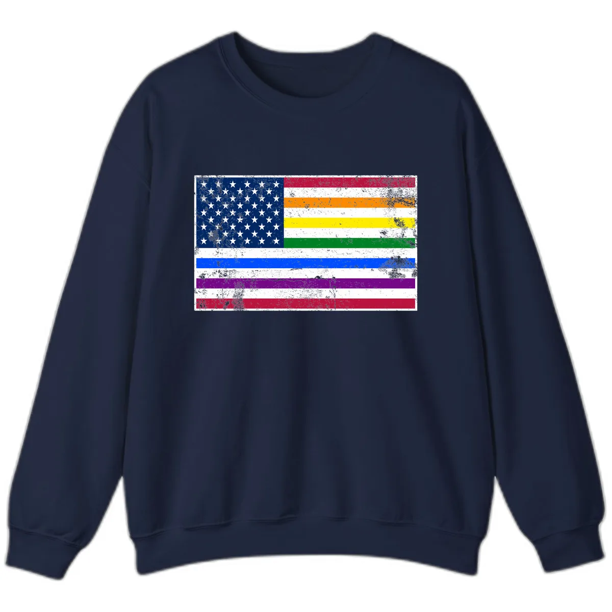 Progress Pride American Flag Sweatshirt in Navy