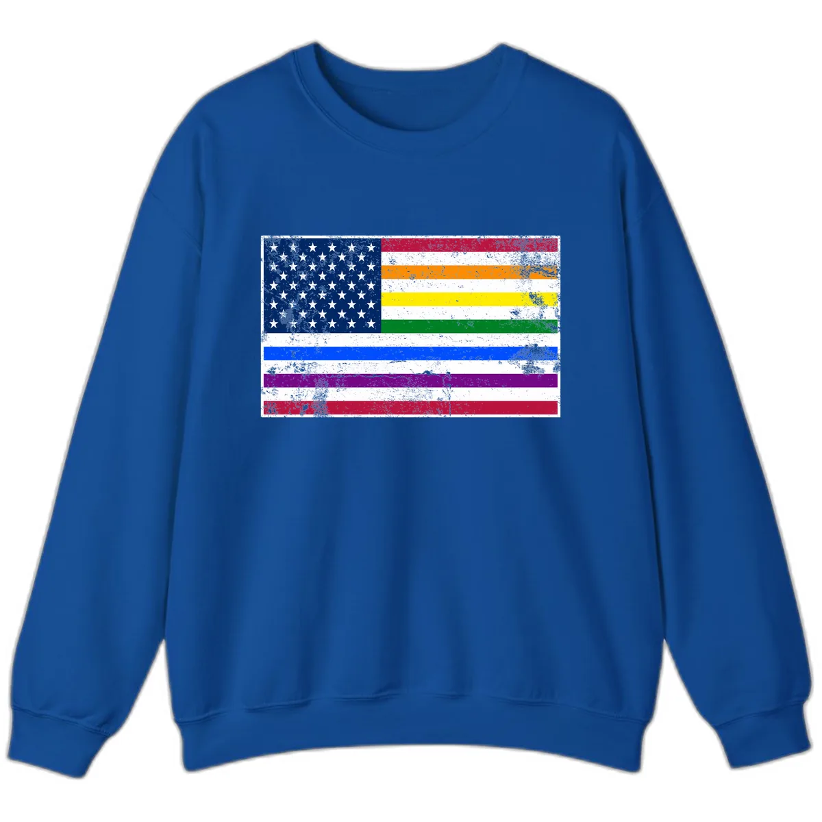 Progress Pride American Flag Sweatshirt in Royal