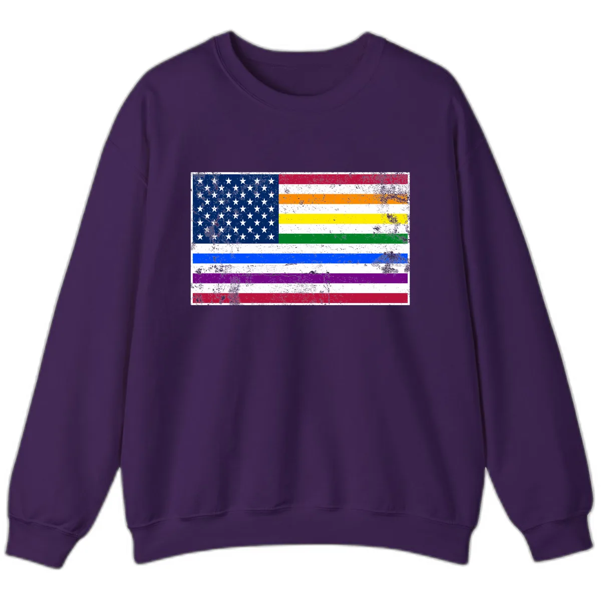 Progress Pride American Flag Sweatshirt in Purple