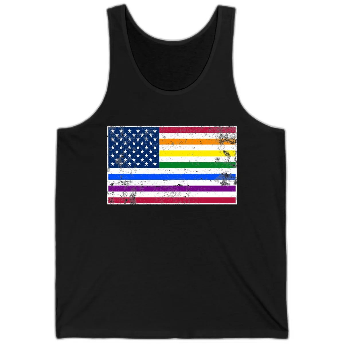 Progress Pride American Flag Tank in Black