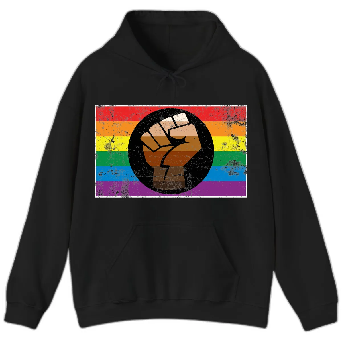Raised Fist Pride Power Hoodie in Black
