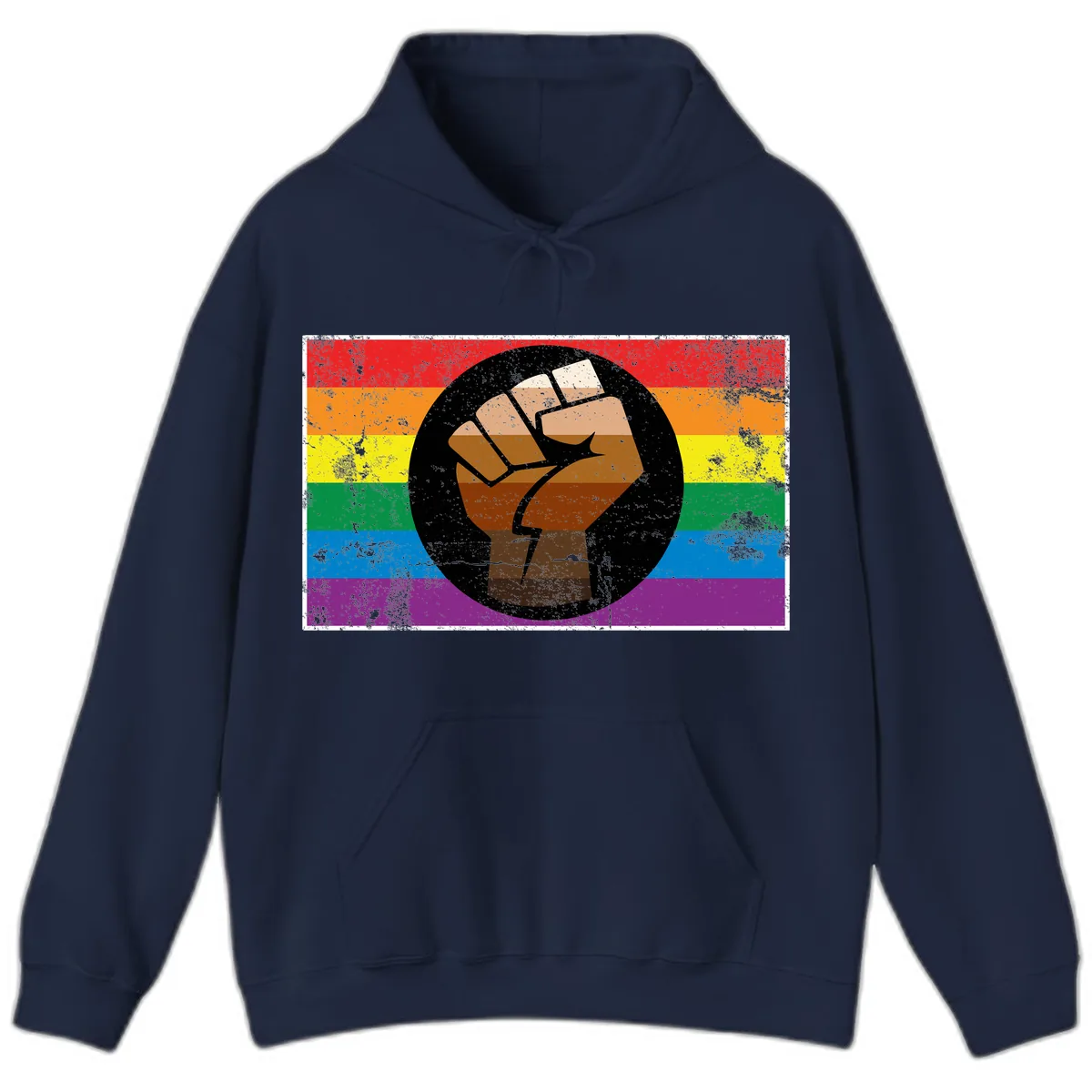 Raised Fist Pride Power Hoodie in Navy