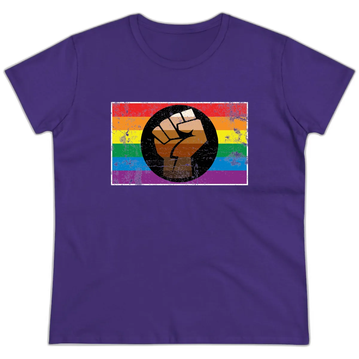 Raised Fist Pride Power Ladies Tee in Purple
