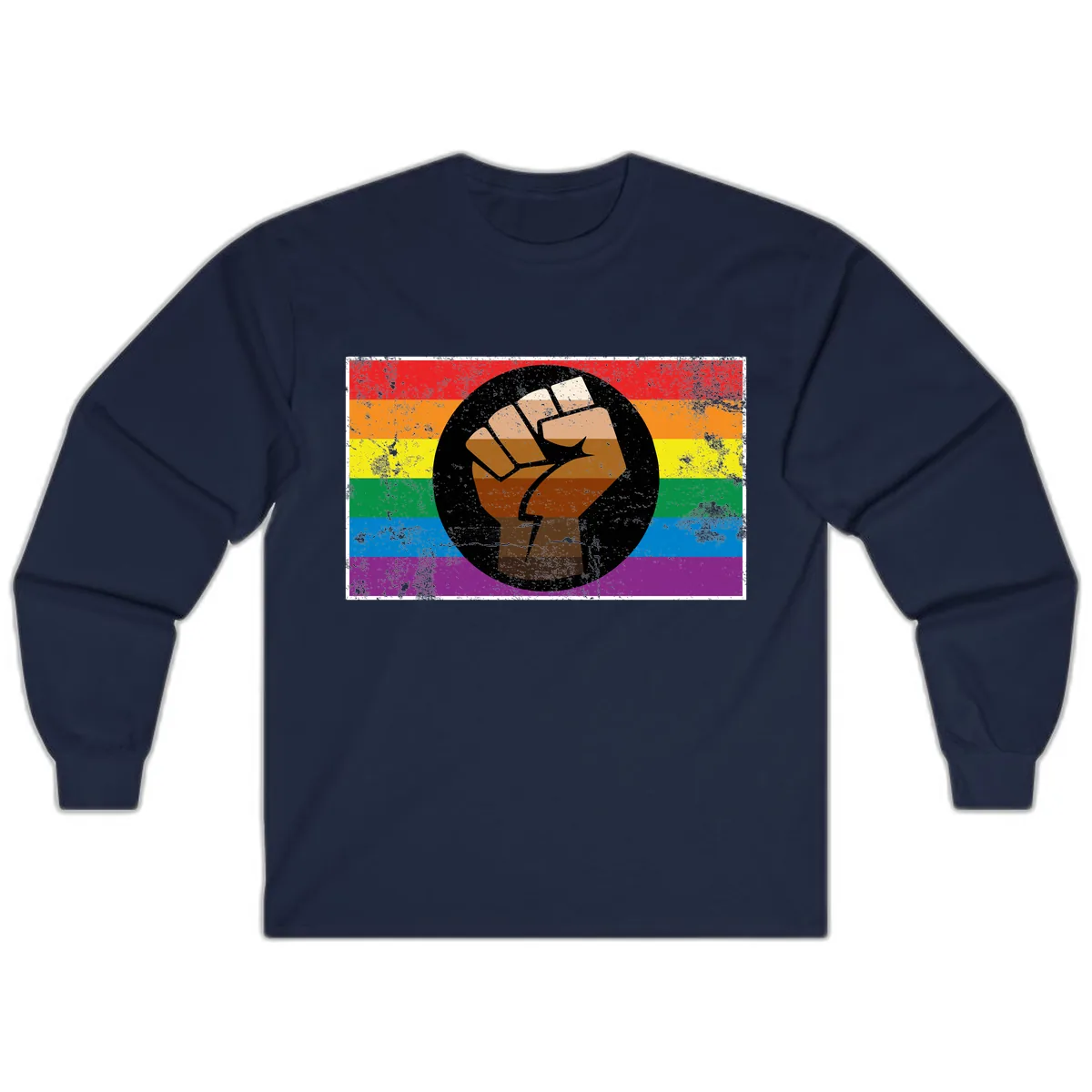 Raised Fist Pride Power Long Sleeve in Navy