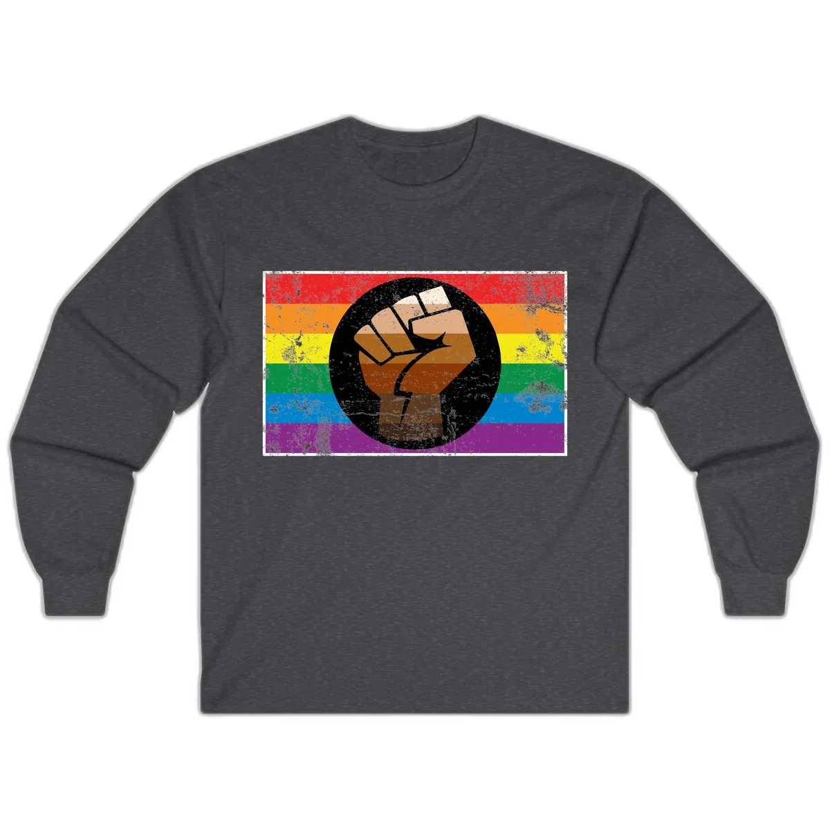 Raised Fist Pride Power Long Sleeve in Dark Heather