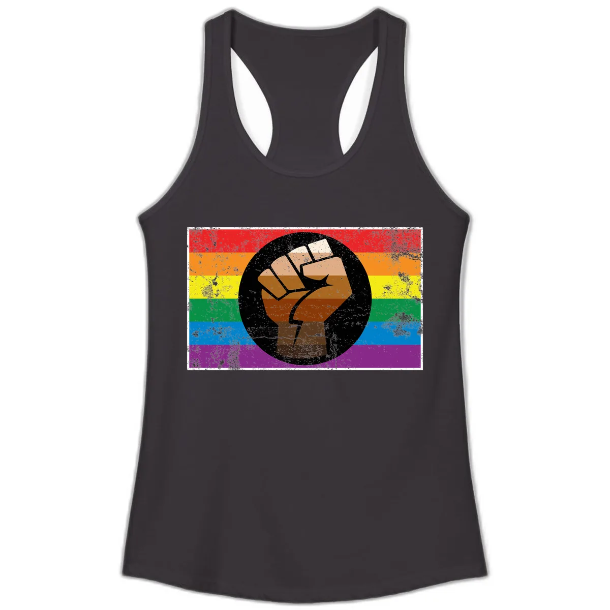 Raised Fist Pride Power Ladies Tank in Black