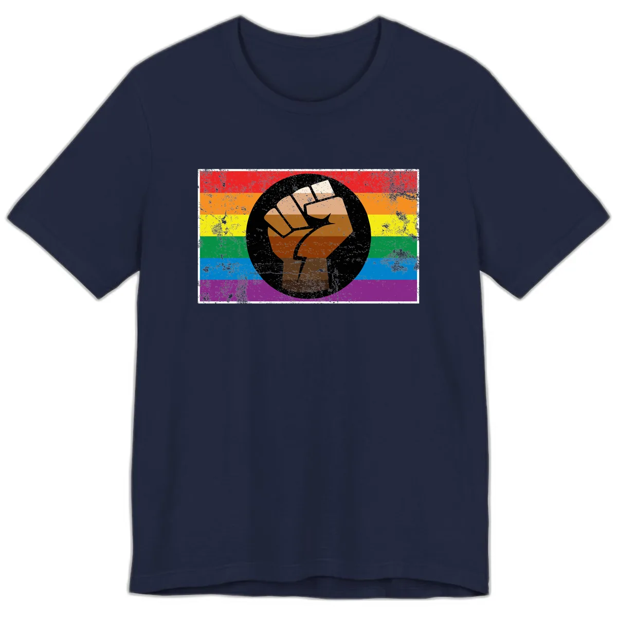 Raised Fist Pride Power Premium T-Shirt in Navy