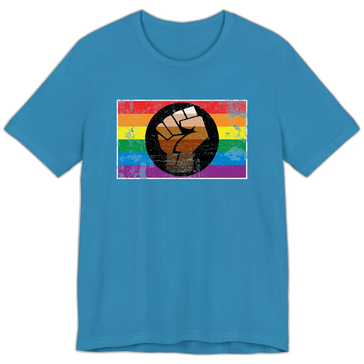 Raised Fist Pride Power Premium T-Shirt in Aqua