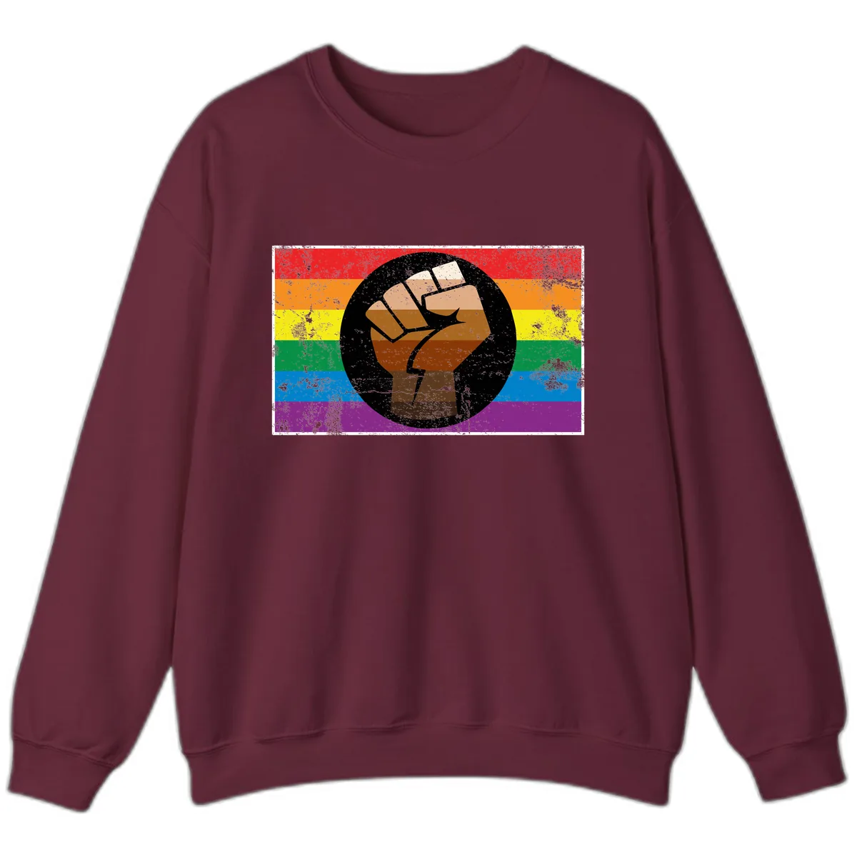 Raised Fist Pride Power Sweatshirt in Maroon