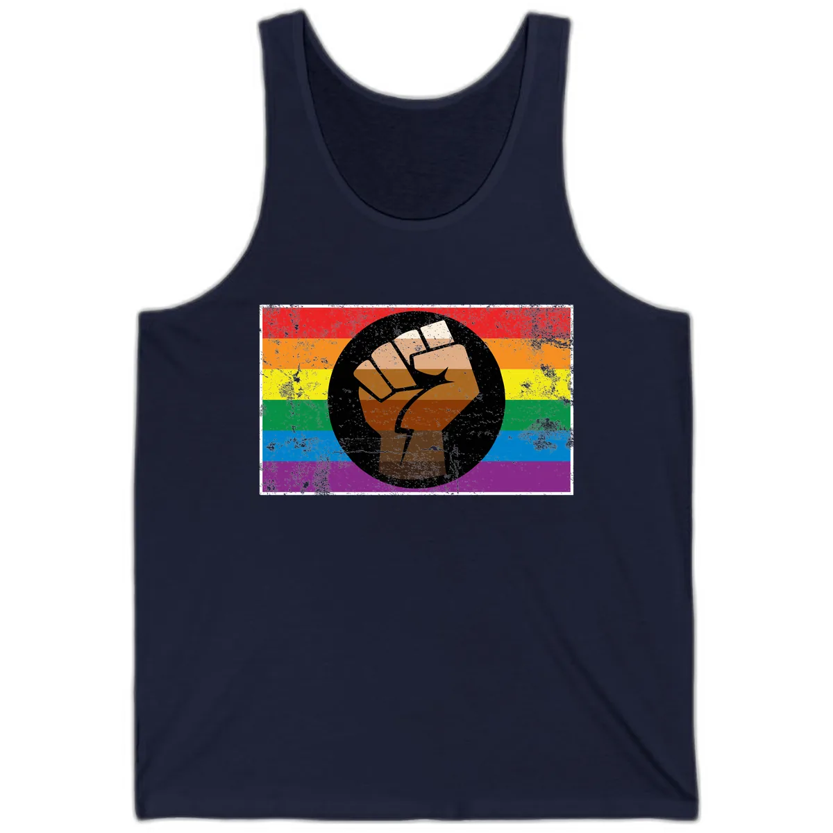 Raised Fist Pride Power Tank in Navy