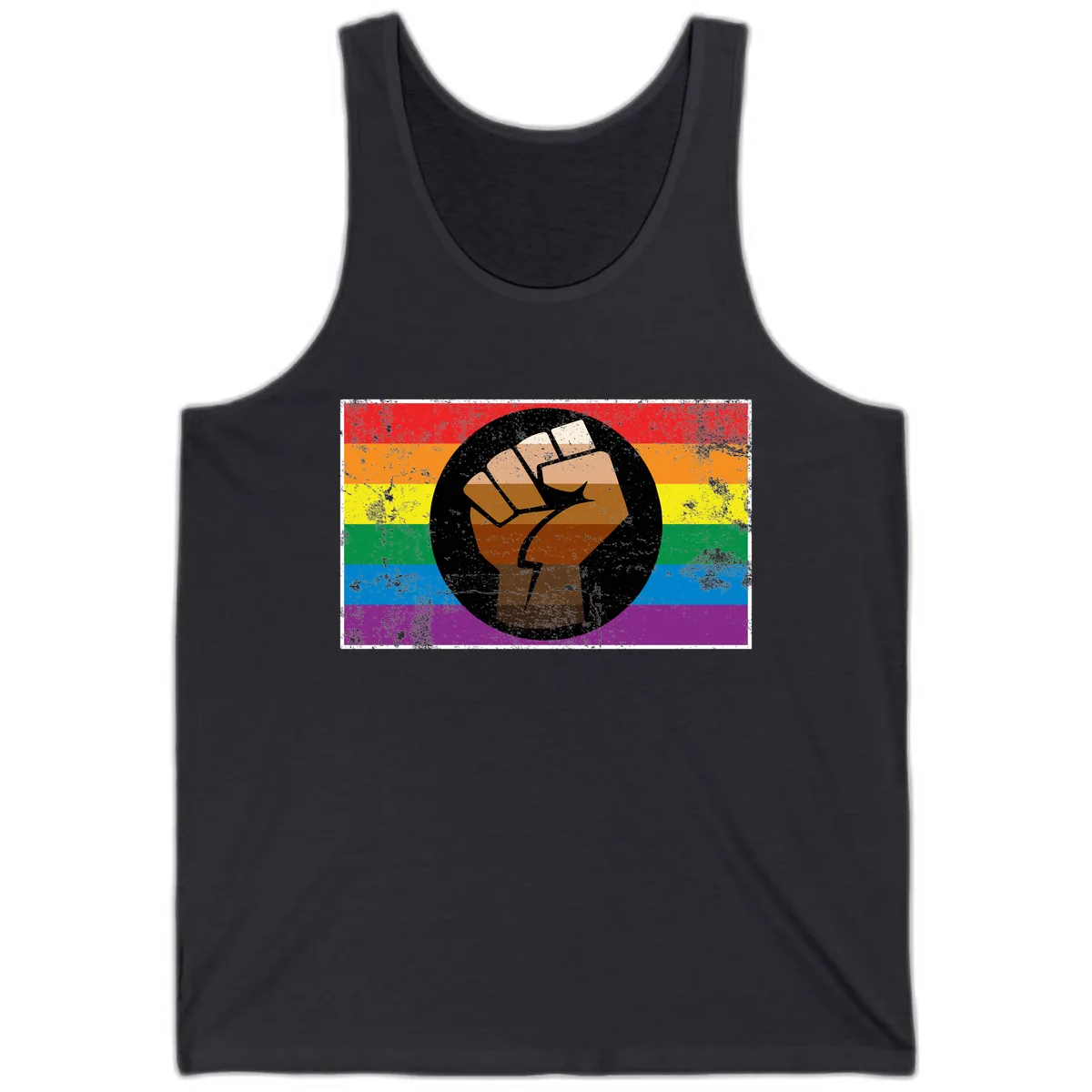 Raised Fist Pride Power Tank in Dark Grey