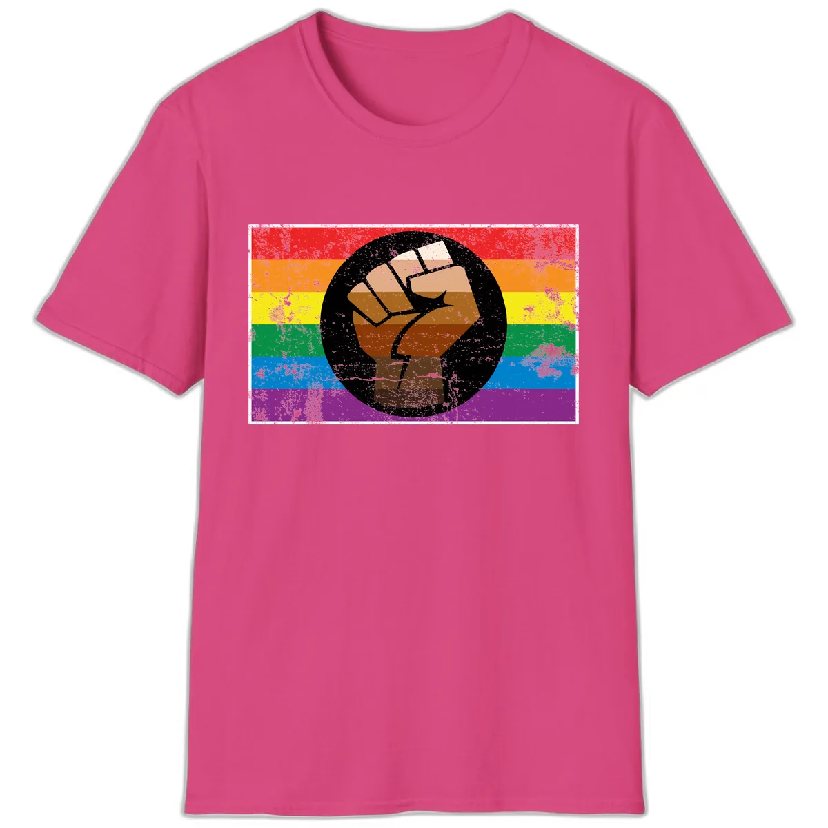 Raised Fist Pride Power T-Shirt in Heliconia