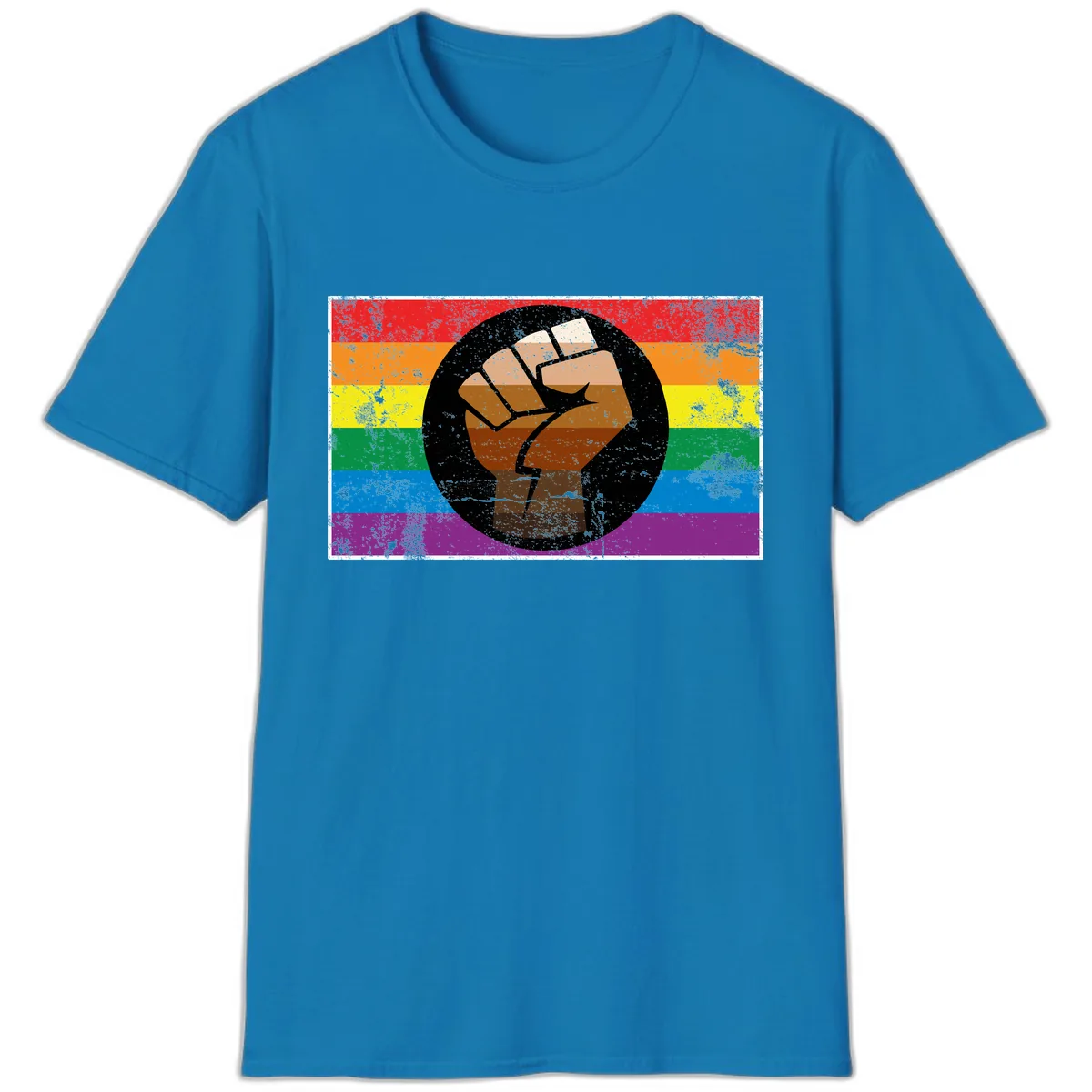 Raised Fist Pride Power T-Shirt in Sapphire