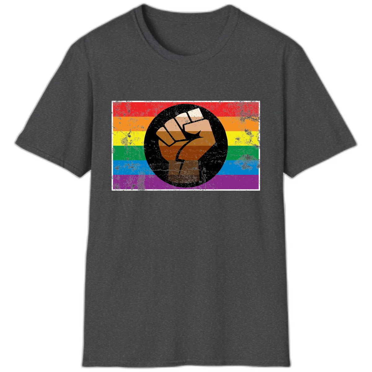 Raised Fist Pride Power T-Shirt in Dark Heather
