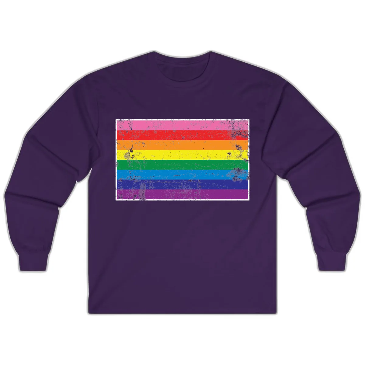 Rainbow Pride Flag Distressed Long Sleeve in Purple