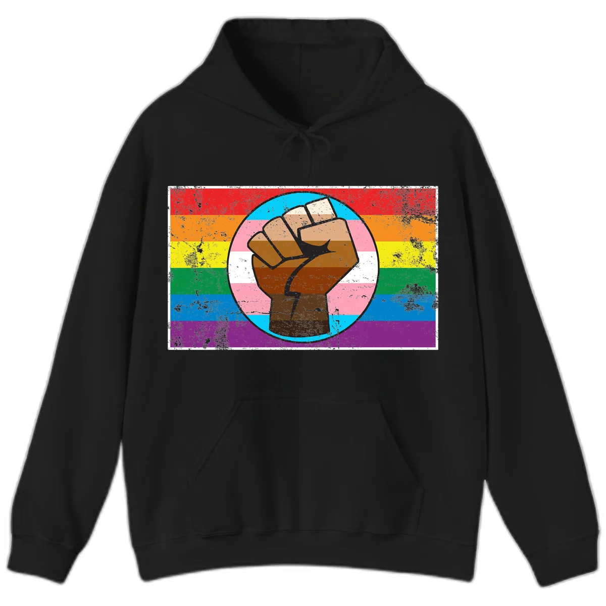 Raised Fist Pride Power Hoodie in Black
