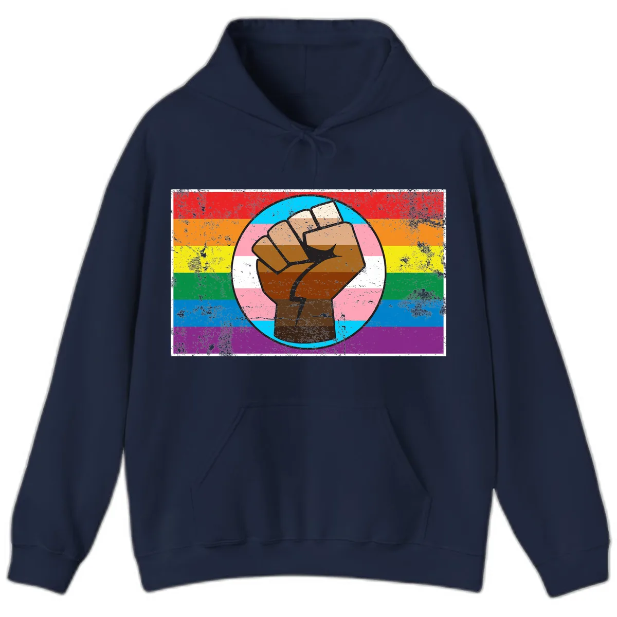 Raised Fist Pride Power Hoodie in Navy