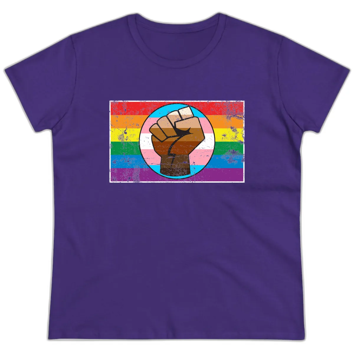 Raised Fist Pride Power Ladies Tee in Purple