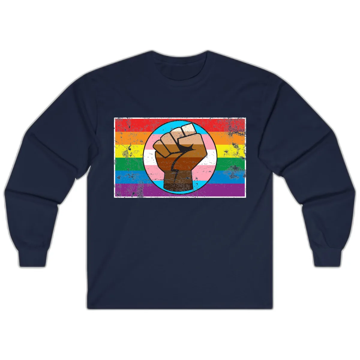 Raised Fist Pride Power Long Sleeve in Navy
