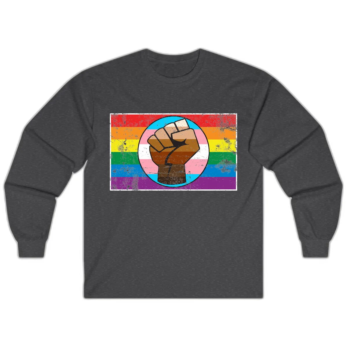 Raised Fist Pride Power Long Sleeve in Dark Heather