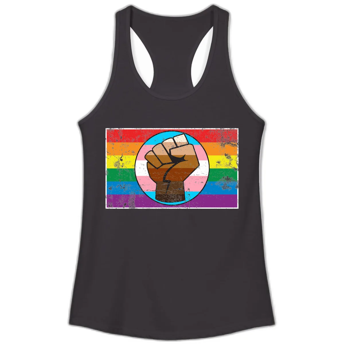 Raised Fist Pride Power Ladies Tank in Black